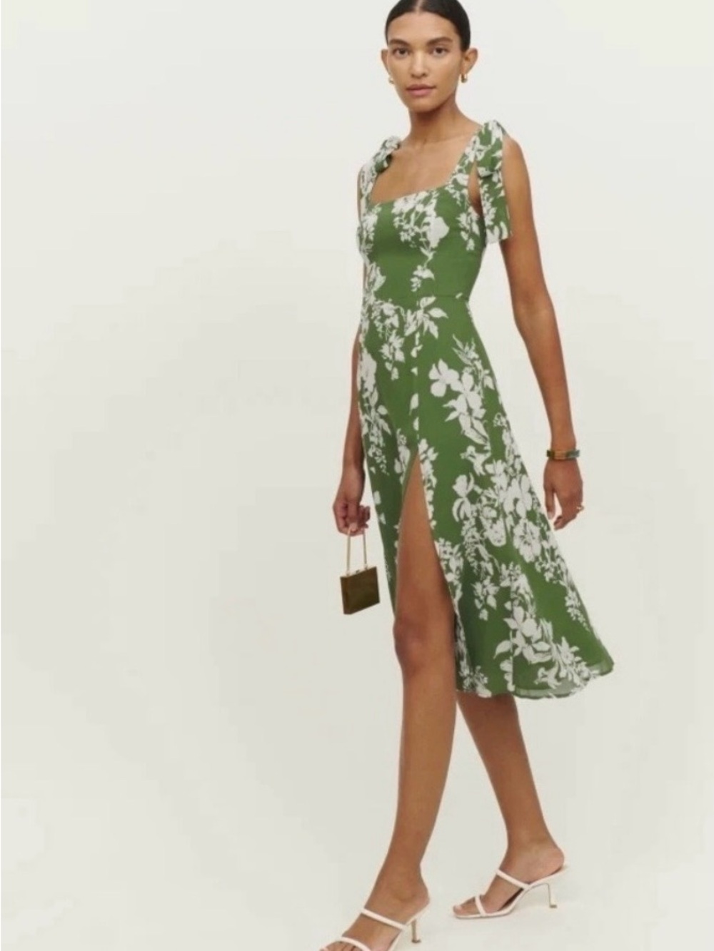Reformation Twilight Dress (Green Floral, Size 2) - Picture 3 of 5